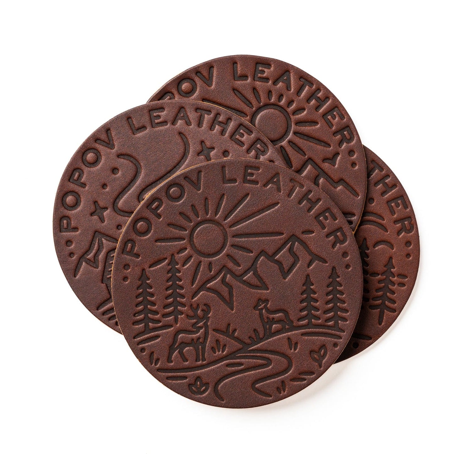 Leather Coasters 4 Pack - 4 Seasons
