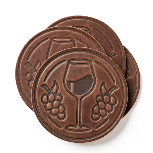 Leather Coasters 4 Pack - Merlot