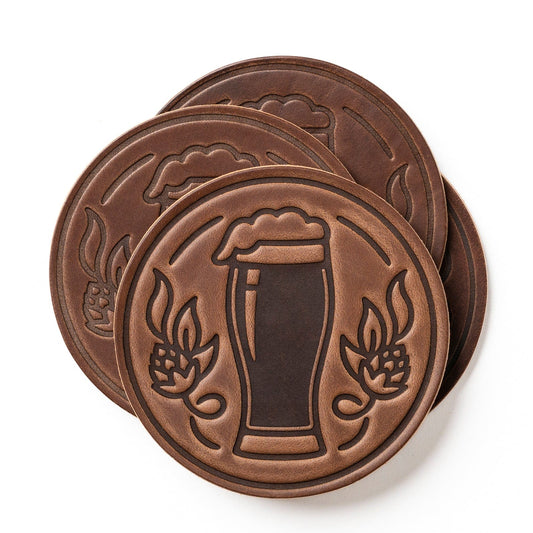 Leather Coasters 4 Pack - Stout